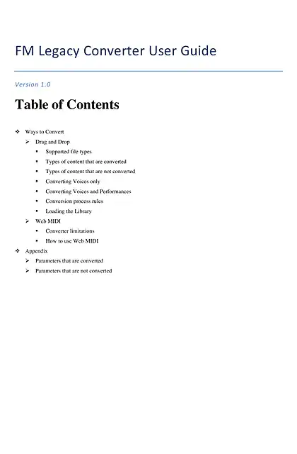 yamaha雅马哈FM Legacy Converter User Guide